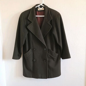 Vintage Jones New York 100% Wool Coat Double Breasted Brown Womans XL
